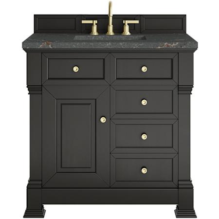 James Martin Vanities Brookfield 36" Free Standing Single Basin Vanity Set with Quartz Top and Rectangular Sink Black Onyx
