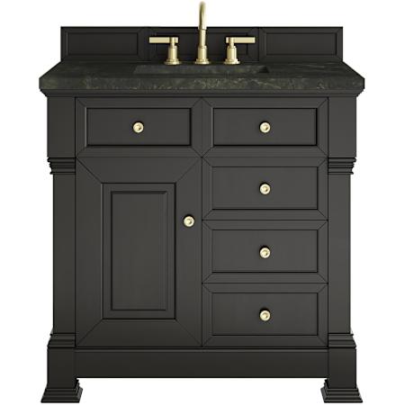 James Martin Vanities Brookfield 36" Free Standing Single Basin Poplar Wood Vanity Set with Solid Surface Top and Rectangular Sink Black Onyx