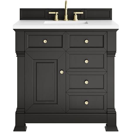 James Martin Vanities Brookfield 36" Free Standing Single Basin Vanity Set with Quartz Top and Rectangular Sink Black Onyx