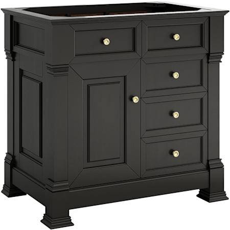 James Martin Vanities Brookfield 36" Free Standing Single Basin Vanity Cabinet Only - Less Vanity Top Black Onyx