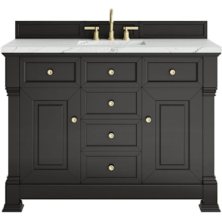James Martin Vanities Brookfield 48" Free Standing Single Basin Vanity Set with Quartz Top and Rectangular Sink Black Onyx