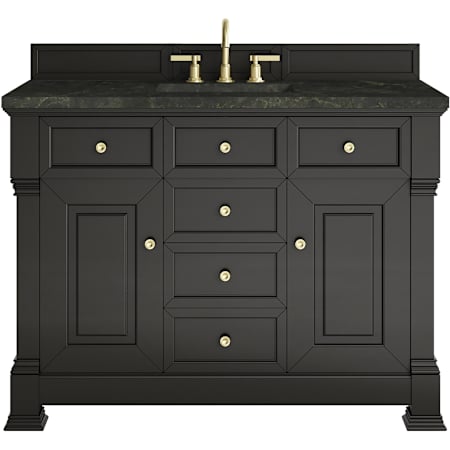 James Martin Vanities Brookfield 48" Free Standing Single Basin Poplar Wood Vanity Set with Solid Surface Top and Rectangular Sink Black Onyx