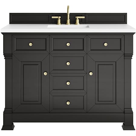 James Martin Vanities Brookfield 48" Free Standing Single Basin Vanity Set with Quartz Top and Rectangular Sink Black Onyx