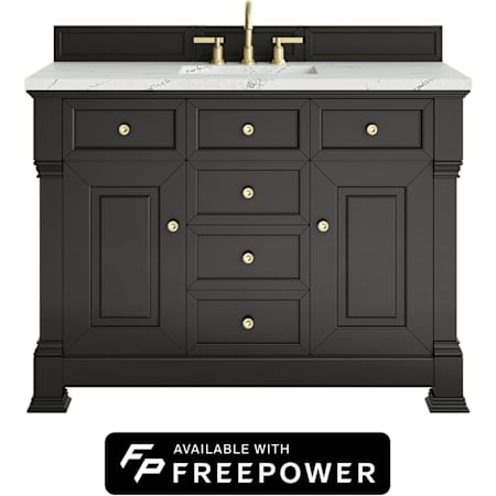 James Martin Vanities Brookfield 48" Free Standing Single Basin Poplar Wood Vanity Set with Ethereal Noctis Silestone Top and Rectangular Sink Black Onyx