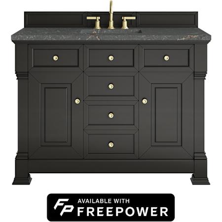 James Martin Vanities Brookfield 48" Free Standing Single Basin Poplar Wood Vanity Set with Parisien Bleu Silestone Top and Rectangular Sink Black Onyx