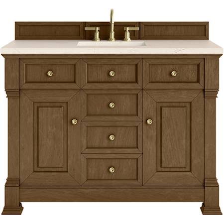 James Martin Vanities Brookfield 48" Free Standing Single Basin Vanity Set with Quartz Top and Rectangular Sink Honey Oak