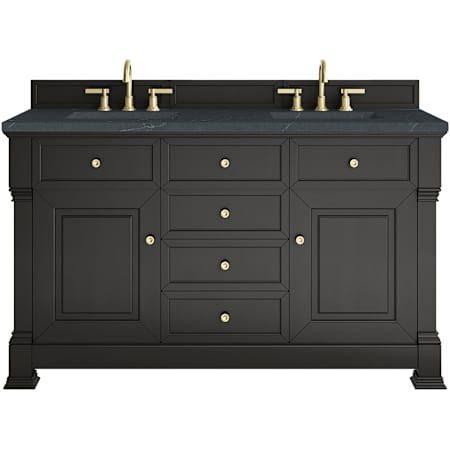James Martin Vanities Brookfield 60" Free Standing Double Basin Vanity Set with Quartz Top and Rectangular Sinks Black Onyx
