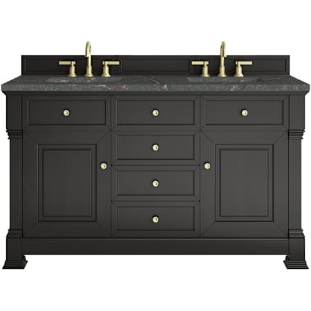 James Martin Vanities Brookfield 60" Free Standing Double Basin Vanity Set with Quartz Top and Rectangular Sinks Black Onyx