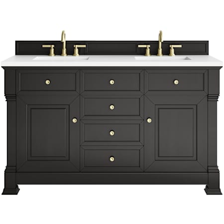 James Martin Vanities Brookfield 60" Free Standing Double Basin Vanity Set with Quartz Top and Rectangular Sinks Black Onyx