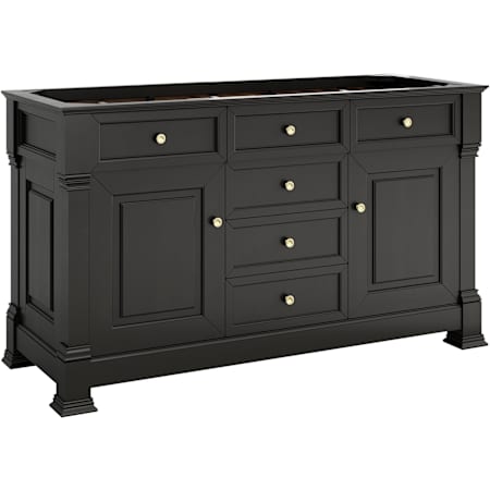 James Martin Vanities Brookfield 60" Free Standing Double Basin Poplar Wood Vanity Cabinet Only Black Onyx