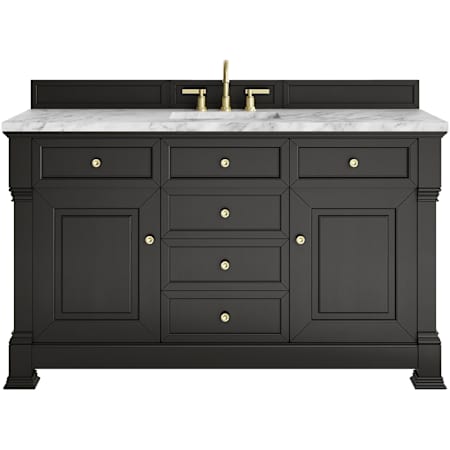 James Martin Vanities Brookfield 60" Free Standing Single Basin Vanity Set with Marble Top and Rectangular Sink Black Onyx