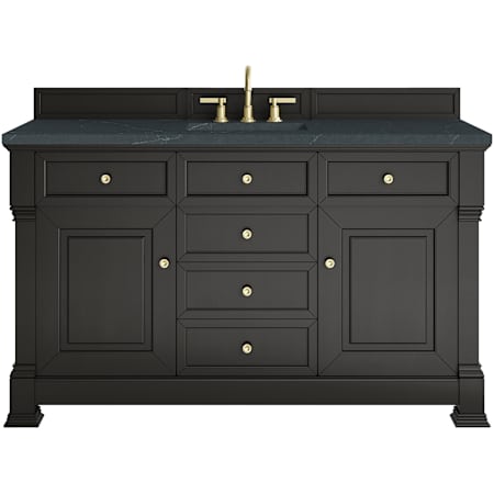 James Martin Vanities Brookfield 60" Free Standing Single Basin Vanity Set with Quartz Top and Rectangular Sink Black Onyx