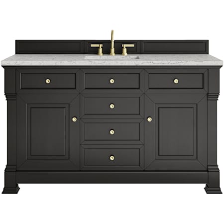 James Martin Vanities Brookfield 60" Free Standing Single Basin Vanity Set with Quartz Top and Rectangular Sink Black Onyx