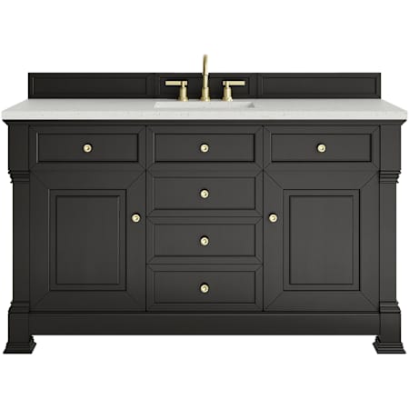 James Martin Vanities Brookfield 60" Free Standing Single Basin Vanity Set with Quartz Top and Rectangular Sink Black Onyx
