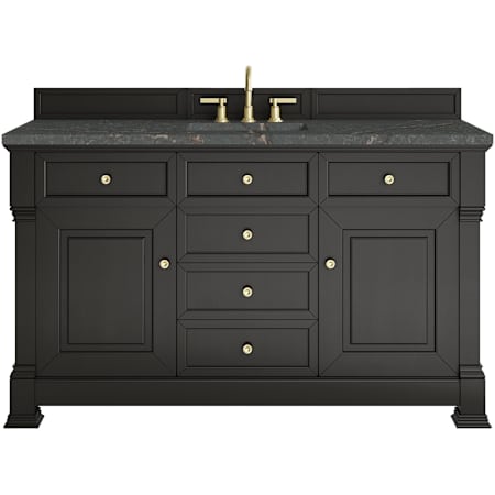 James Martin Vanities Brookfield 60" Free Standing Single Basin Vanity Set with Quartz Top and Rectangular Sink Black Onyx