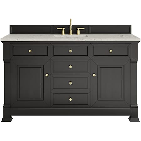 James Martin Vanities Brookfield 60" Free Standing Single Basin Vanity Set with Quartz Top and Rectangular Sink Black Onyx