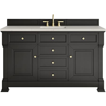 James Martin Vanities Brookfield 60" Free Standing Single Basin Poplar Wood Vanity Set with Stone Composite Top and Rectangular Sink Black Onyx