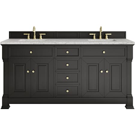 James Martin Vanities Brookfield 72" Free Standing Double Basin Vanity Set with Quartz Top and Rectangular Sinks Black Onyx