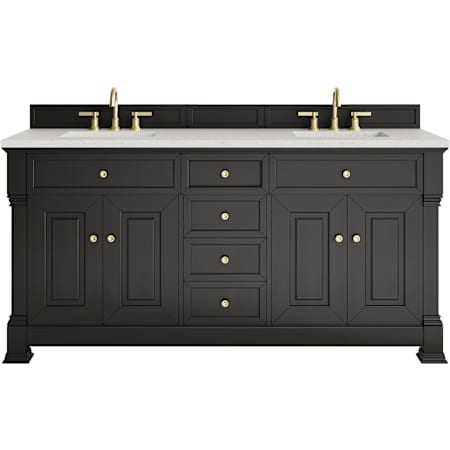 James Martin Vanities Brookfield 72" Free Standing Double Basin Vanity Set with Quartz Top and Rectangular Sinks Black Onyx