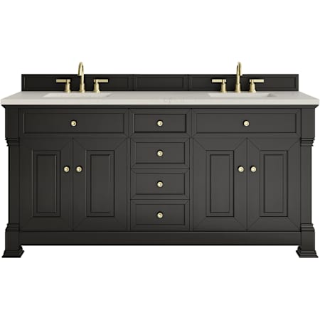 James Martin Vanities Brookfield 72" Free Standing Double Basin Poplar Wood Vanity Set with Stone Composite Top and Rectangular Sinks Black Onyx