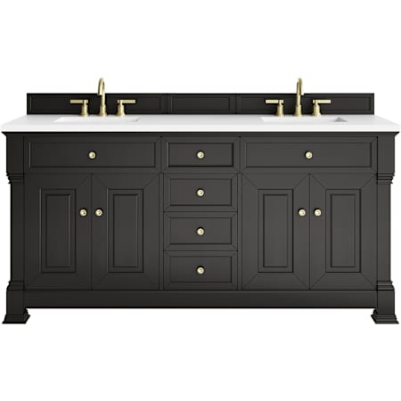 James Martin Vanities Brookfield 72" Free Standing Double Basin Vanity Set with Quartz Top and Rectangular Sinks Black Onyx