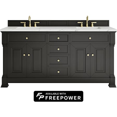 James Martin Vanities Brookfield 72" Free Standing Double Basin Poplar Wood Vanity Set with Ethereal Noctis Silestone Top and Rectangular Sinks Black Onyx