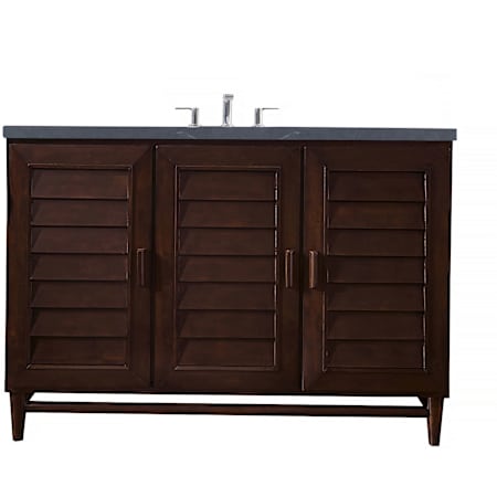 James Martin Vanities Portland 48" Free Standing Single Basin Vanity Set with USB/Electrical Outlet, Poplar Cabinet and Charcoal Soapstone Quartz Vanity Top Burnished Mahogany