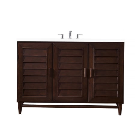 James Martin Vanities Portland 48" Free Standing Single Basin Vanity Set with Wood Cabinet, 3cm Quartz Vanity Top, USB Port and Electrical Outlet Burnished Mahogany