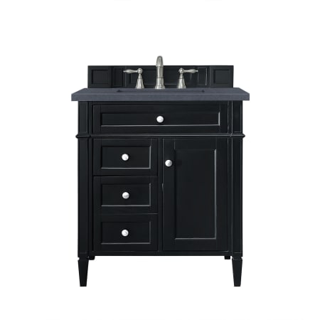 James Martin Vanities Brittany 30" Single Basin Poplar Wood Vanity Set with 3 cm Charcoal Soapstone Quartz Vanity Top and Rectangular Sink Black Onyx