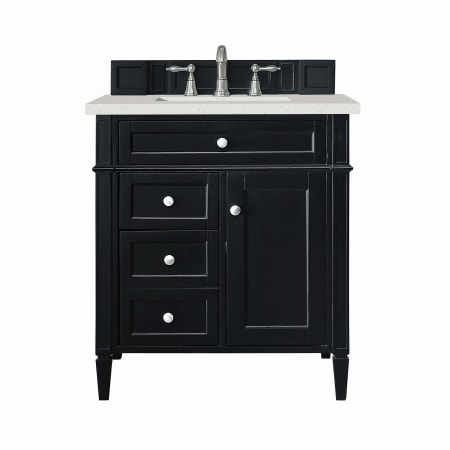 James Martin Vanities Brittany 30" Single Basin Poplar Wood Vanity Set with 3cm Lime Delight Silestone Quartz Vanity Top and Rectangular Sink Black Onyx