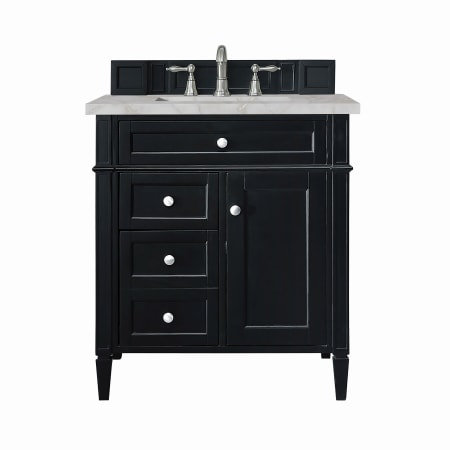 James Martin Vanities Brittany 30" Single Basin Poplar Wood Vanity Set with 3cm Victorian Silver Silestone Quartz Vanity Top and Rectangular Sink Black Onyx