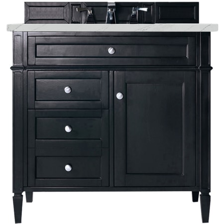 James Martin Vanities Brittany 36" Single Basin Poplar Wood Vanity Set with 3 cm Ethereal Noctis Quartz Vanity Top and Rectangular Sink Black Onyx
