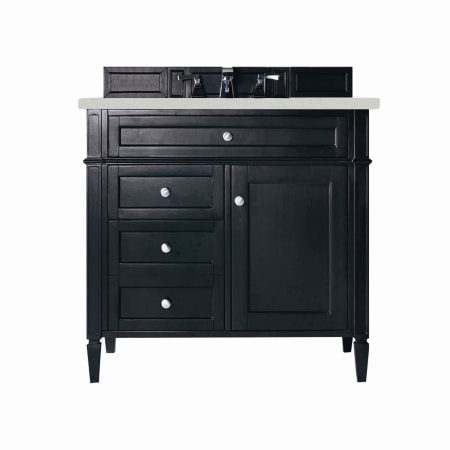 James Martin Vanities Brittany 36" Single Basin Poplar Wood Vanity Set with 3cm Lime Delight Silestone Quartz Vanity Top and Rectangular Sink Black Onyx