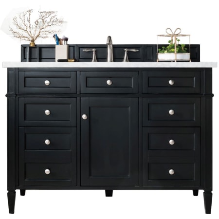 James Martin Vanities Brittany 48" Single Basin Poplar Wood Vanity Set with 3 cm Carrara White Natural Stone Vanity Top and Rectangular Sink Black Onyx