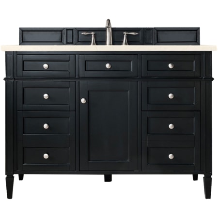 James Martin Vanities Brittany 48" Single Basin Poplar Wood Vanity Set with 3 cm Eternal Marfil Quartz Vanity Top and Rectangular Sink Black Onyx