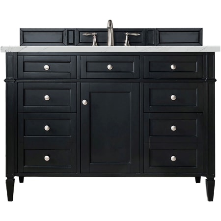 James Martin Vanities Brittany 48" Single Basin Poplar Wood Vanity Set with 3 cm Ethereal Noctis Quartz Vanity Top and Rectangular Sink Black Onyx