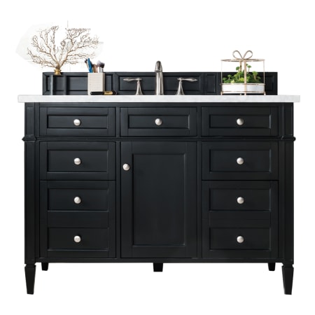 James Martin Vanities Brittany 48" Single Basin Poplar Wood Vanity Set with 3cm White Zeus Quartz Vanity Top and Rectangular Sink Black Onyx
