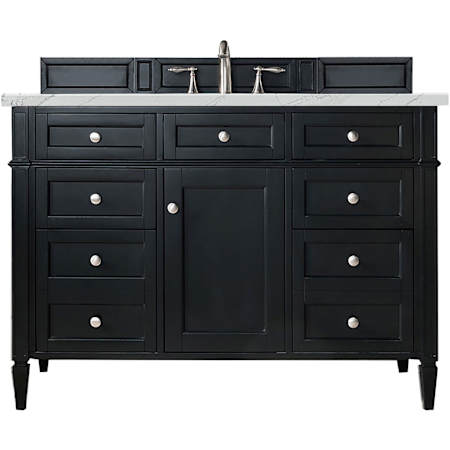 James Martin Vanities Brittany 48" Free Standing Single Basin Poplar Wood Vanity Set with Ethereal Noctis Stone Composite Top and Rectangular Sink Black Onyx