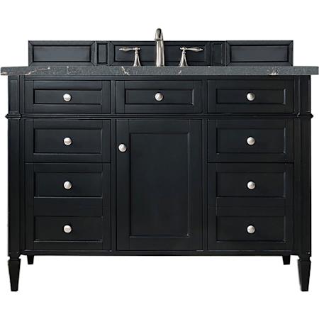 James Martin Vanities Brittany 48" Free Standing Single Basin Poplar Wood Vanity Set with Parisien Bleu Stone Composite Top and Rectangular Sink Black Onyx