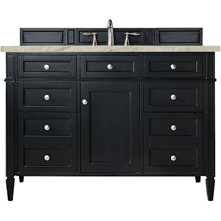 James Martin Vanities Brittany 48" Free Standing Single Basin Poplar Wood Vanity Set with Solid Surface Top and Rectangular Sink Black Onyx