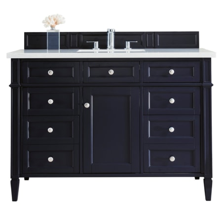 James Martin Vanities Brittany 48" Single Basin Poplar Wood Vanity Set with 3cm White Zeus Quartz Vanity Top and Rectangular Sink Victory Blue