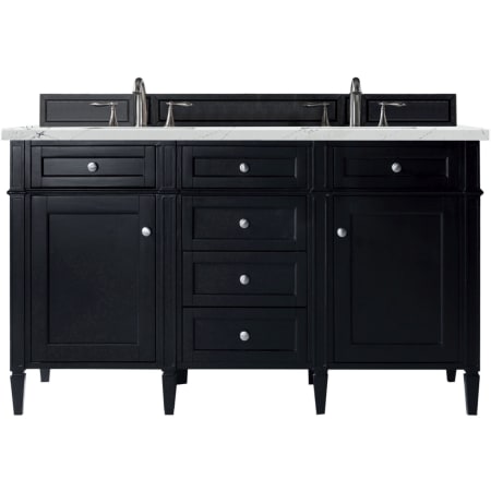 James Martin Vanities Brittany 60" Double Basin Poplar Wood Vanity Set with 3 cm Ethereal Noctis Quartz Vanity Top and Rectangular Sinks Black Onyx