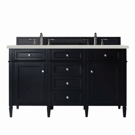 James Martin Vanities Brittany 60" Double Basin Poplar Wood Vanity Set with 3cm Lime Delight Silestone Quartz Vanity Top and Rectangular Sinks Black Onyx