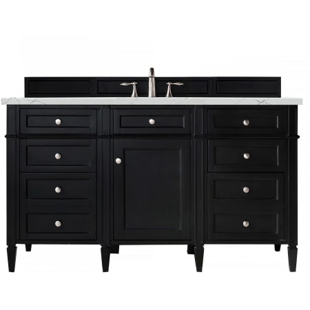 James Martin Vanities Brittany 60" Single Basin Poplar Wood Vanity Set with 3 cm Ethereal Noctis Quartz Vanity Top and Rectangular Sink Black Onyx