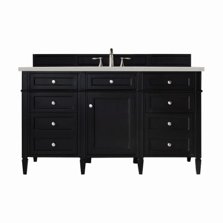 James Martin Vanities Brittany 60" Single Basin Poplar Wood Vanity Set with 3cm Lime Delight Silestone Quartz Vanity Top and Rectangular Sink Black Onyx