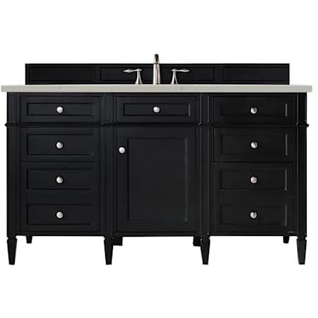 James Martin Vanities Brittany 60" Free Standing Single Basin Poplar Wood Vanity Set with Stone Composite Top and Rectangular Sink Black Onyx