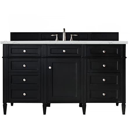 James Martin Vanities Brittany 60" Free Standing Single Basin Poplar Wood Vanity Set with Ethereal Noctis Stone Composite Top and Rectangular Sink Black Onyx