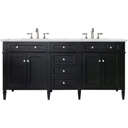 James Martin Vanities Brittany 72" Double Basin Poplar Wood Vanity Set with 3 cm Ethereal Noctis Quartz Vanity Top and Rectangular Sinks Black Onyx