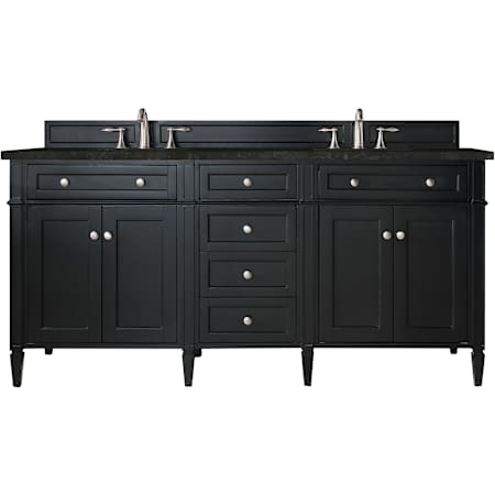 James Martin Vanities Brittany 72" Free Standing Double Basin Poplar Wood Vanity Set with Solid Surface Top and Rectangular Sinks Black Onyx
