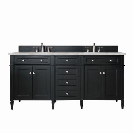 James Martin Vanities Brittany 72" Double Basin Poplar Wood Vanity Set with 3cm Victorian Silver Silestone Quartz Vanity Top and Rectangular Sinks Black Onyx